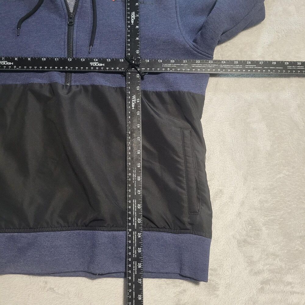 Champion Hoodie Mens Large Blue Black 1/2 Zip Fleece Pullover Pockets Athletic - Picture 7 of 12